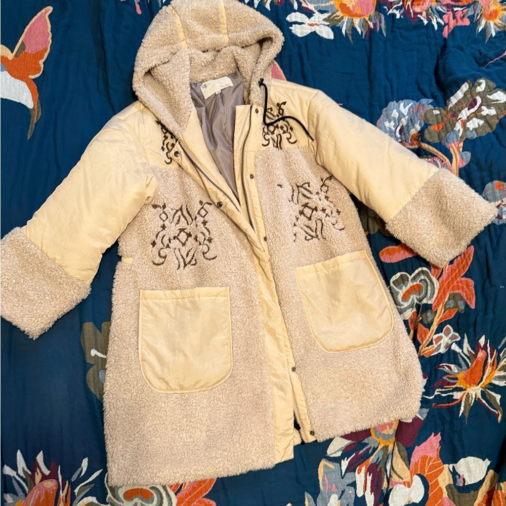 Pilcro x Anthropologie Embroidered Hooded Sherpa Coat - Picture 2 of 9